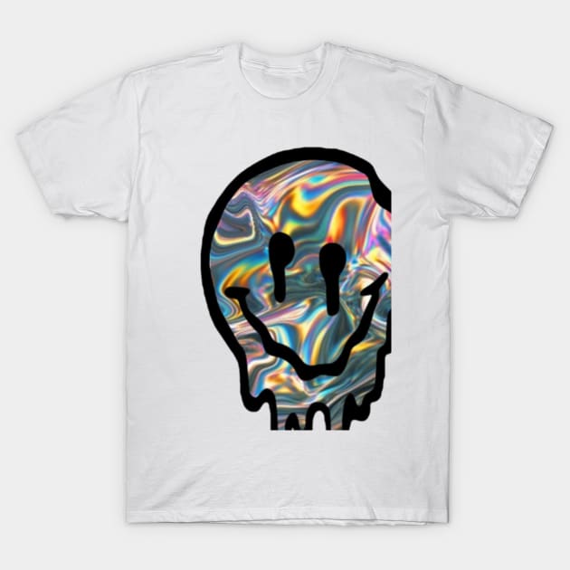 Holographic Drippy Smiley Face T-Shirt by lolsammy910